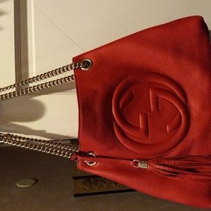 AUTHENTIC GUCCI RED POCKETBOOK AND MATCHING WALLET